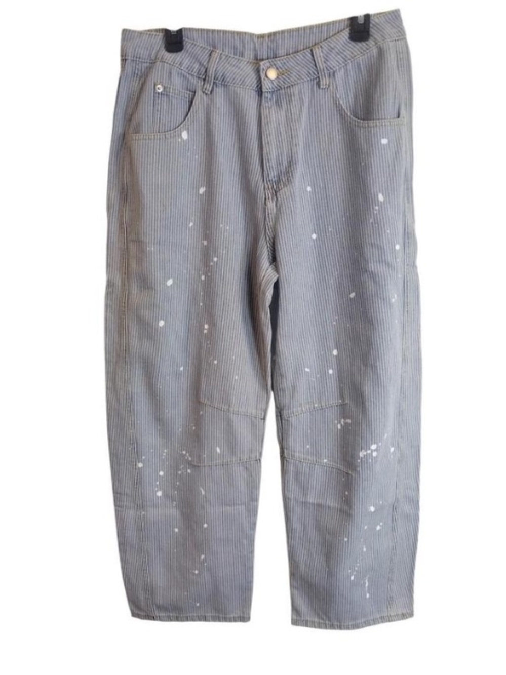 New Collection Hickory Stripe Paint
Splatter Carpenter Jeans Blue White Large